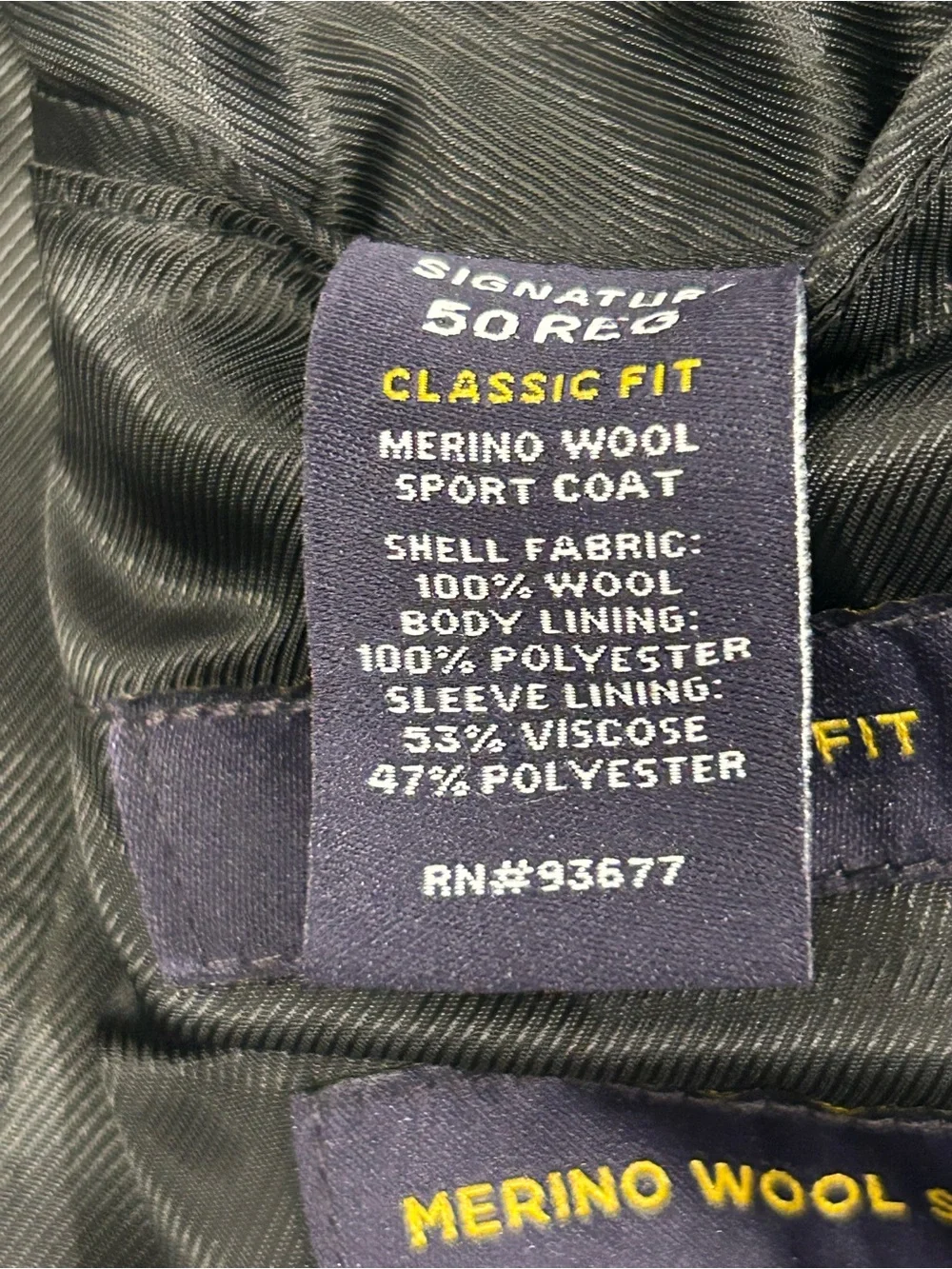 Stafford Merino Wool Gray Black White Men’s 2-Button Sport Coat 50R Classic Fit‎